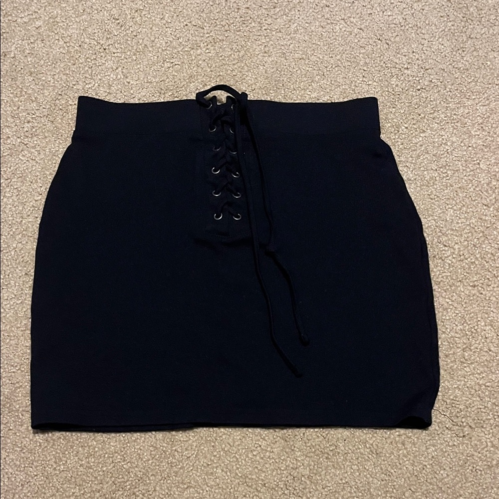 Forever 21 Black Lace-Up Mini Skirt